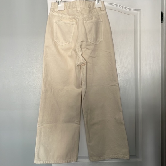 Khaite Ian Mid-Rise Wide Leg Jeans in Ivory - Picture 3 of 4